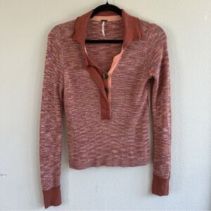 Free People V-Neck Sweater in Rust
